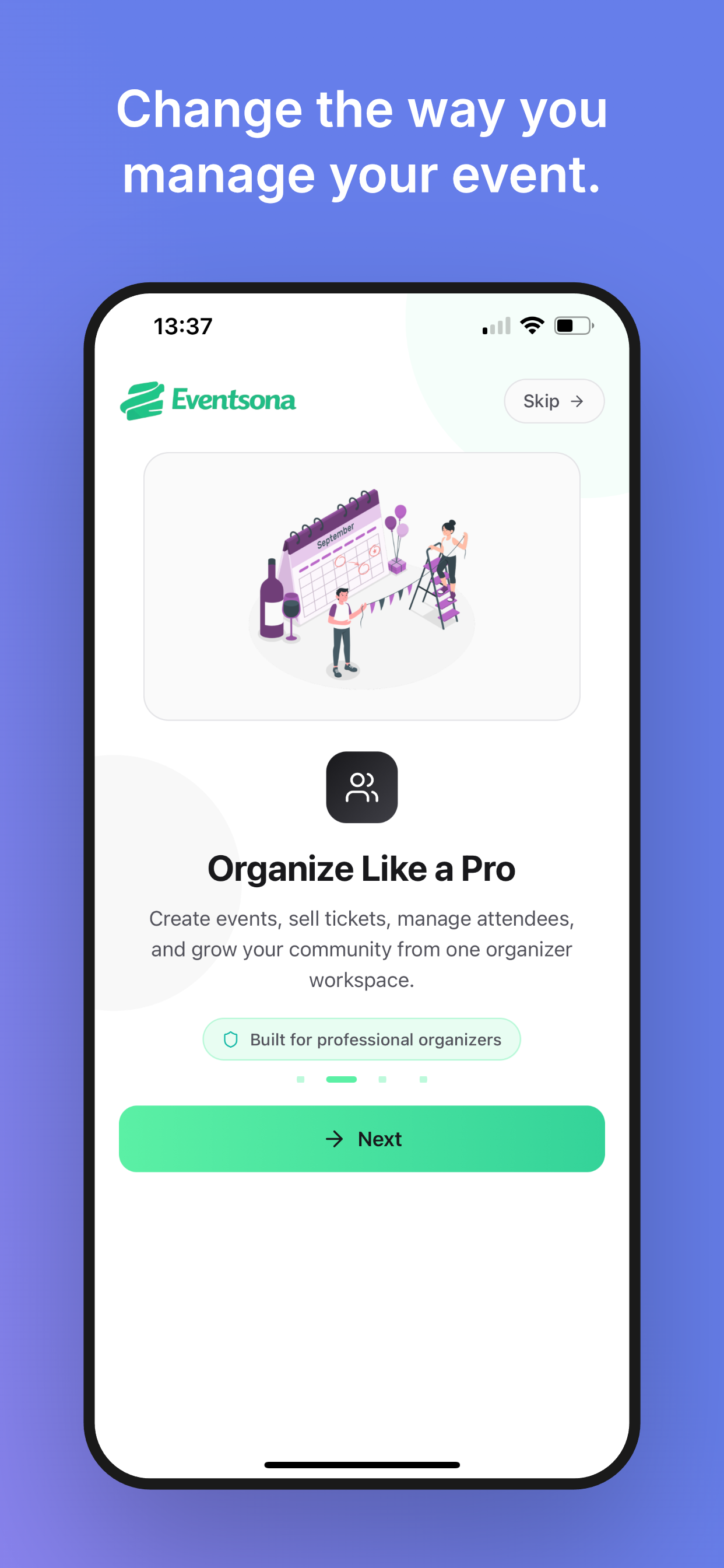 Eventsona app — organize events like a pro